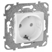 Розетка  с заземлением со шторками (винтовой зажим) SE Unica, белый