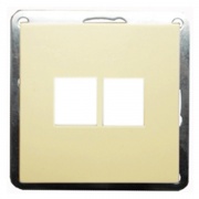 Накладка с суппортом розетки  компьютерной  и телефонной на 2 входа (беж.) БЕЗ разъема LK60