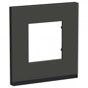 Рамка Unica Pure 1 пост горизонтальная, черное стекло/антрацит