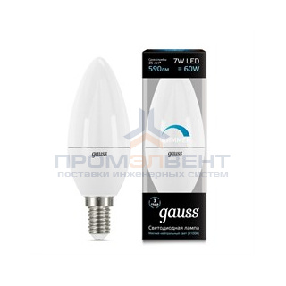 Лампа Gauss Свеча 7W 590lm 4100К Е14 диммируемая LED 1/10/100