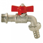 Кран сливной водоразборный ITAP 168 - 1/2" (НР/Штуцер, PN15, Tmax 80°C, ручка-бабочка красная)