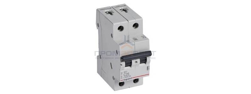 Автоматический выключатель Legrand RX3 2П 25A 4,5кА C (автомат электрический)