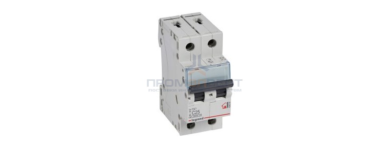 Автоматический выключатель Legrand TX3 C25A 2П 6kA (автомат электрический)