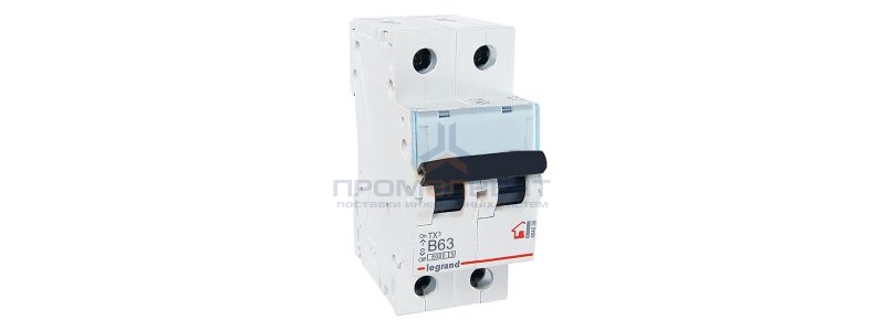 Автоматический выключатель Legrand TX3 B63A 2П 6kA (автомат электрический)
