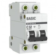 Автоматический выключатель EKF Basic ВА 47-29 2P 32А (C) 4,5кА (автомат электрический)