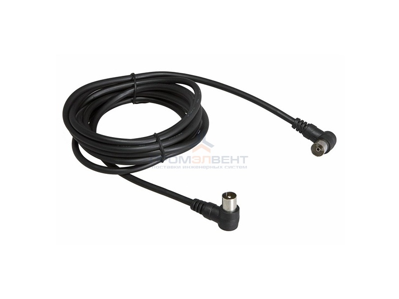 Шнур TV PLUG-TV JACK 1.5М Угловой Черный